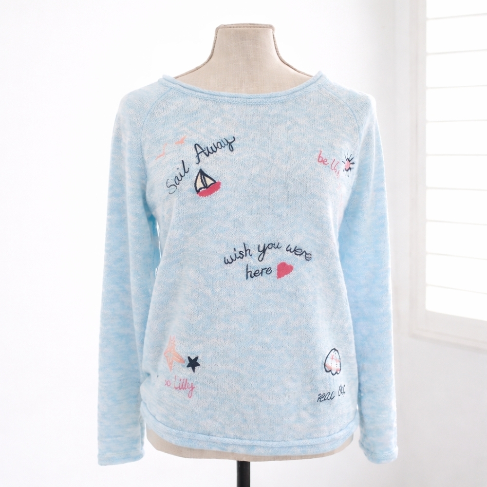 NWT Lilly Pulitzer Danette Sweater M Celestial Blue Sailabration